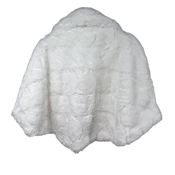 Nina Leonard White Faux Fur Wrap Jacket Capelet Medium Crystal Bling Button New - Picture 4 of 16